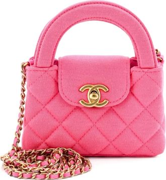 Chanel Kelly Top Handle Shopping Bag Quilted Jersey Nano satchel - women - Fabric - One Size - Pink
