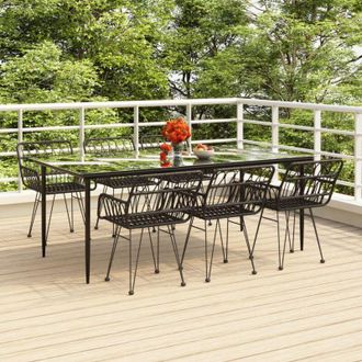 vidaXL Juego De Comedor De Jard&iacute;n 7 Piezas Rat&aacute;n Sint&eacute;tico Negro Vidaxl