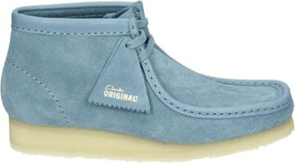 Clarks Blauwe Su&egrave;de Wallabee Boot - Dames - Veterlaarzen - Blauw - 41 EU - Su&egrave;de - Schoenen