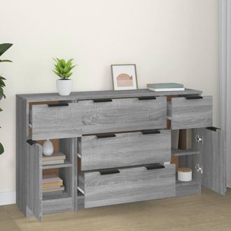 Berkfield Home Modern 3 Piece Sideboard Set Grey Sonoma Engineered Wood