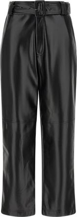 Twinset Gecoate Stoffen Broek - Dames - Vrijetijds broeken - Zwart - M - Leer - Broeken