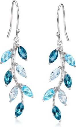 Ross-Simons Tonal Blue Topaz Vine Drop Earrings in Sterling Silver