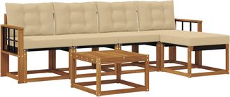 vidaXL Conjunto De Sof&aacute;s De Exterior 6 Uds. Natural Y Beige Vidaxl