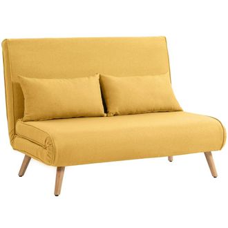 HOMCOM Sof&aacute; cama 120x75x85 cm amarillo