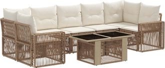vidaXL Conjunto De Sof&aacute;s De Jard&iacute;n 8 Uds. Beige Y Blanco Crema Vidaxl