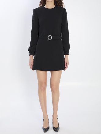 Saint Laurent Womens Black Mini Dress With Belt - Size EU 38 (Womens)