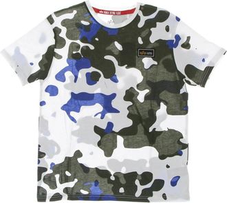 Alpha Industries Alpha Industries, T-Shirts, male, Multicolor, Size: XL Camo Print White Tee Shirt