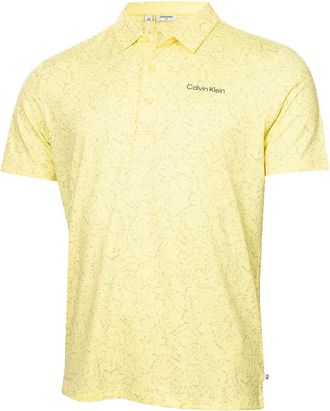 Calvin Klein Mens Abstract Watercolour Polo Shirt - Lemon - M
