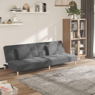 vidaXL Sof&aacute; Cama De 2 Plazas Con Dos Almohadas Tela Gris Claro Vidaxl