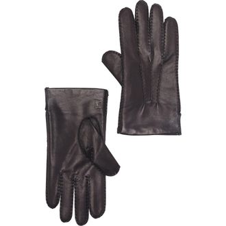 Bruno Magli Cashmere Lined Hand Stitch Leather Gloves in 001Blk at Nordstrom Rack, Size Medium