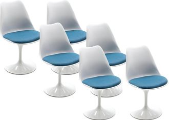 Vente-Unique Juego de 6 sillas de polipropileno y metal - Azul y blanco XAFY