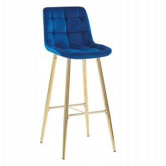 OEM Taburete De Terciopelo Azul H2-fx (estructura Dorada)