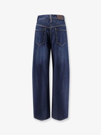 Brunello Cucinelli Womens Jeans Wide Barrel Blue Cotton