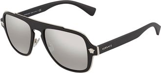 Versace LIght Grey Silver Mirror Navigator Unisex Sunglasses VE2199 10006G 56