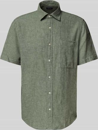 Mc Neal Regular Fit Freizeithemd aus Leinen-Baumwoll-Mix in Oliv, Größe XXXL