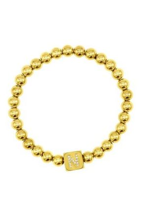 Adornia Crystal Initial Stretch Bracelet in Gold-N at Nordstrom Rack