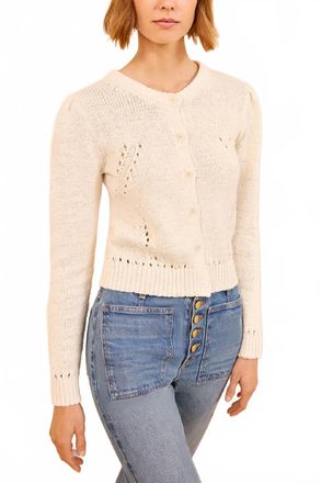 Ulla Johnson Delphina Long Sleeve Cardigan In Cowrie