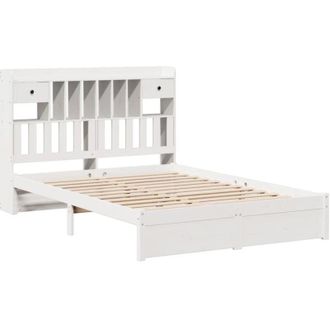 vidaXL Bookcase Bed without Mattress White 160x200cm Solid Wood Pine Vidaxl