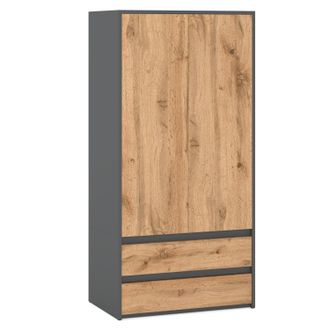 OEM Ampio Armadio Per Ragazzi, Wotan Grigio, Cassetti, 4 Ripiani, 1 Asta, 90 Cm
