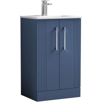 Nuie Nuie - Deco Floor Standing 2-Door Vanity Unit with Basin-2 500mm Wide - Satin Blue