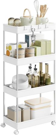 Woltu Woltu Carrito De 4 Niveles Con 4 Ganchos, 41,5 X 86 X 23 Cm, Blanco