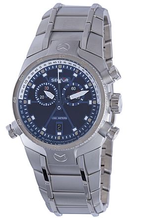 Sector Mens : EXT CHR BLUE DIAL STRAP WATCH - Silver Stainless Steel - One Size