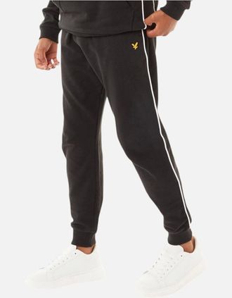 Lyle & Scott Mens Lyle & Scott Mens Jogger Fleece Bottom Sweatpants Mens Trouser Contrast Piping - Black - Size: 35/34/32