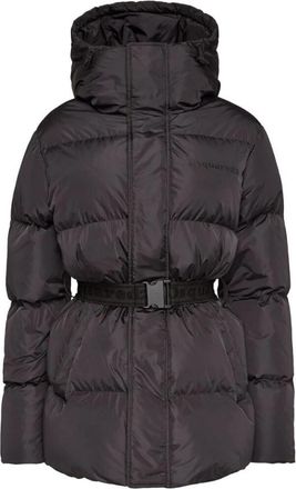 Dsquared2 Zwarte Gewatteerde Jas met Trekkoord Capuchon - Dames - Gewatteerde jassen - Zwart - XS - Jassen