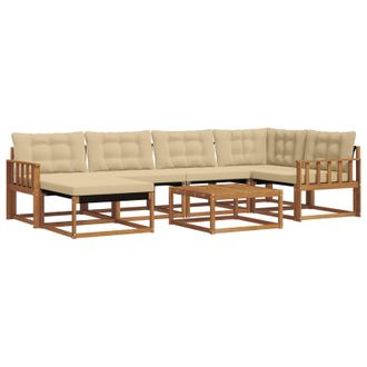 vidaXL Conjunto De Sof&aacute;s De Exterior Con Coj&iacute;n 19 Pcs Natural Y Beige Vidaxl