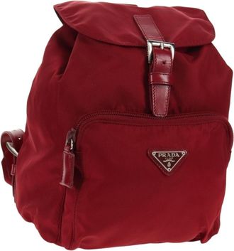 Prada Front Pocket Backpack Tessuto Red Nylon Backpack Bag (Pre-Owned)
