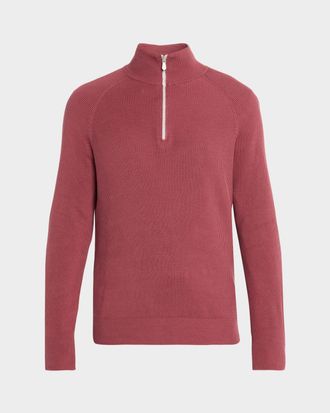 Brunello Cucinelli Men & apos;s Cotton English Rib Half-Zip Sweater