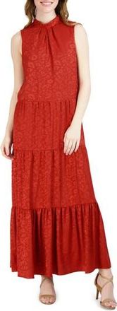 Julia Jordan Tiered Sleeveless Maxi Dress in Rust at Nordstrom Rack, Size 10