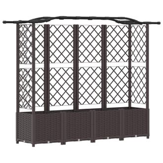 vidaXL Cama Elevada Con Trellis Y Techo Marr&oacute;n 204 X 40 X 141 Cm Pp Vidaxl