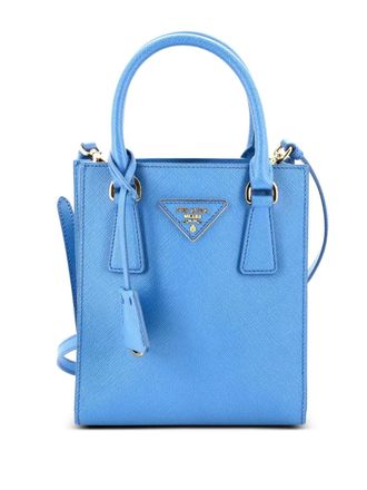 Prada Lux Convertible Shopper Saffiano Leather Mini tote bag - Blue