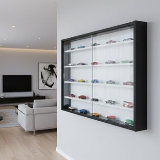 Dmora Vitrine Suspendue Avec &Eacute;tag&egrave;res Int&eacute;rieures, Noir Et Blanc, 10 X 60 X 80 Cm. - Dmora