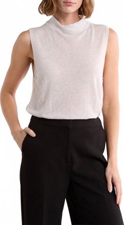 Vince Mock Neck Sleeveless Tank In Beige