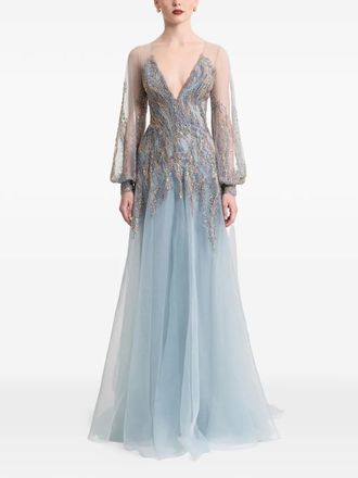 Gemy Maalouf beaded maxi dress - Blue