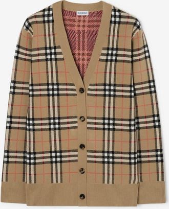 Burberry Check Cotton Wool Cardigan