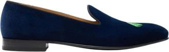 Scarosso Jay Geborduurde Velvet Slippers - Heren - Loafers - Blauw - 41 1/2 EU - Schoenen
