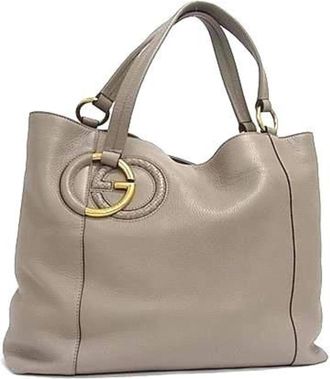 Gucci Grayish Leather Tote Bag (Pre-Owned)