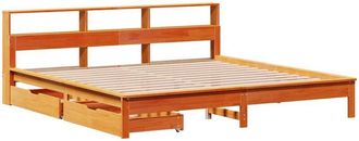 vidaXL Bookcase Bed without Mattress Wax Brown 200x200 cm Solid Wood Pine vidaXL