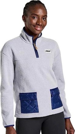 Saucony Womens Saucony Rested Jacket Light Gray Sherpa Long Sleeve 1/4 Zip RED517