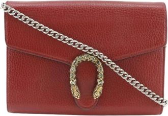 Gucci Pre-owned Cross Body Bags, female, Red, Size: ONE SIZE Pre-owned Dionysus Calf Chain Wallet