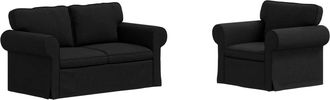 vidaXL Juego De Sof&aacute; 2 Uds. Negro Tela Vidaxl