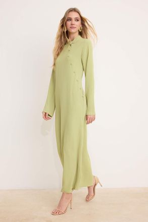 Trendyol Modest Dames Groen Effen Maxi Lang Casual Recht Modest Jurken