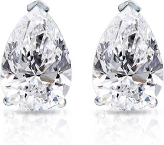 Pompeii3 2 Ct Lab Grown Pear Shape Diamond Studs 14k White Gold Earrings