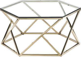 Pascal Morabito Mesa de centro de cristal templado y acero inoxidable - Dorado - KERIANE de Pascal MORABITO