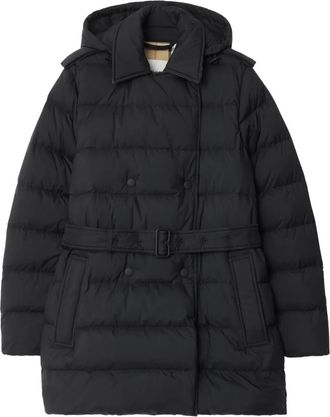 Burberry Piumino con cappuccio e cintura - Nero