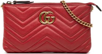Gucci Pre-owned Gucci Mini GG Marmont Matelasse Leather Wallet On Chain Ladies 443447 520981