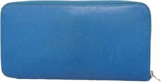 Herm&egrave;s Blue Epsom Leather Long Wallet (Bi-Fold) (Pre-Owned)